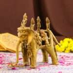Handcrafted Dhokra Brass Tribal Village Elephant  With Tribal Men  – Lost Wax Indian Art Technique - Image 2