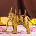 Handcrafted Dhokra Brass Tribal Village Elephant  With Tribal Men  – Lost Wax Indian Art Technique - Image 6