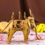 Handcrafted Dhokra Brass Tribal Village Elephant  With Tribal Men  – Lost Wax Indian Art Technique - Image 4