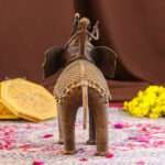 Handcrafted Dhokra Brass Tribal Elephant With Tribal Man– Lost Wax Indian Art 5inches - Image 3