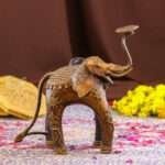 Handcrafted Dhokra Brass Tribal Elephant Candle Stand– Timeless Indian Art - Image 3