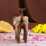 Handcrafted Dhokra Brass Tribal Elephant Candle Stand– Timeless Indian Art - Image 6