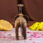 Handcrafted Dhokra Brass Tribal Elephant Candle Stand– Timeless Indian Art - Image 4