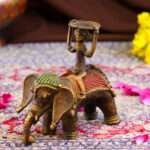 Handcrafted Dhokra Brass Tribal Elephant Candle Stand – Timeless Indian Art - Image 2