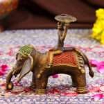 Handcrafted Dhokra Brass Tribal Elephant Candle Stand – Timeless Indian Art - Image 5