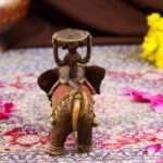 Handcrafted Dhokra Brass Tribal Elephant Candle Stand – Timeless Indian Art - Image 6