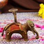 Handcrafted Dhokra Brass Tribal Elephant Candle Stand – Timeless Indian Art - Image 4