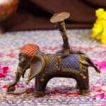 Handcrafted Dhokra Brass Tribal Man Elephant Candle Stand – Timeless Indian Art - Image 5