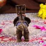 Handcrafted Dhokra Brass Tribal Man Elephant Candle Stand – Timeless Indian Art - Image 4