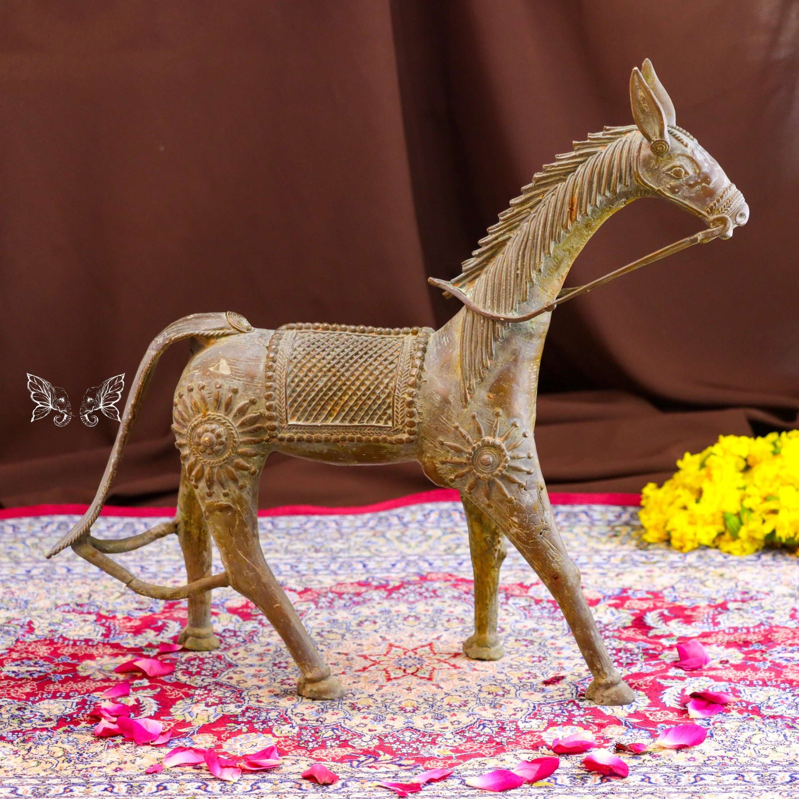 Handmade Brass Dhokra Tribal Horse Statue | Traditional Indian Folk Art Sculpture