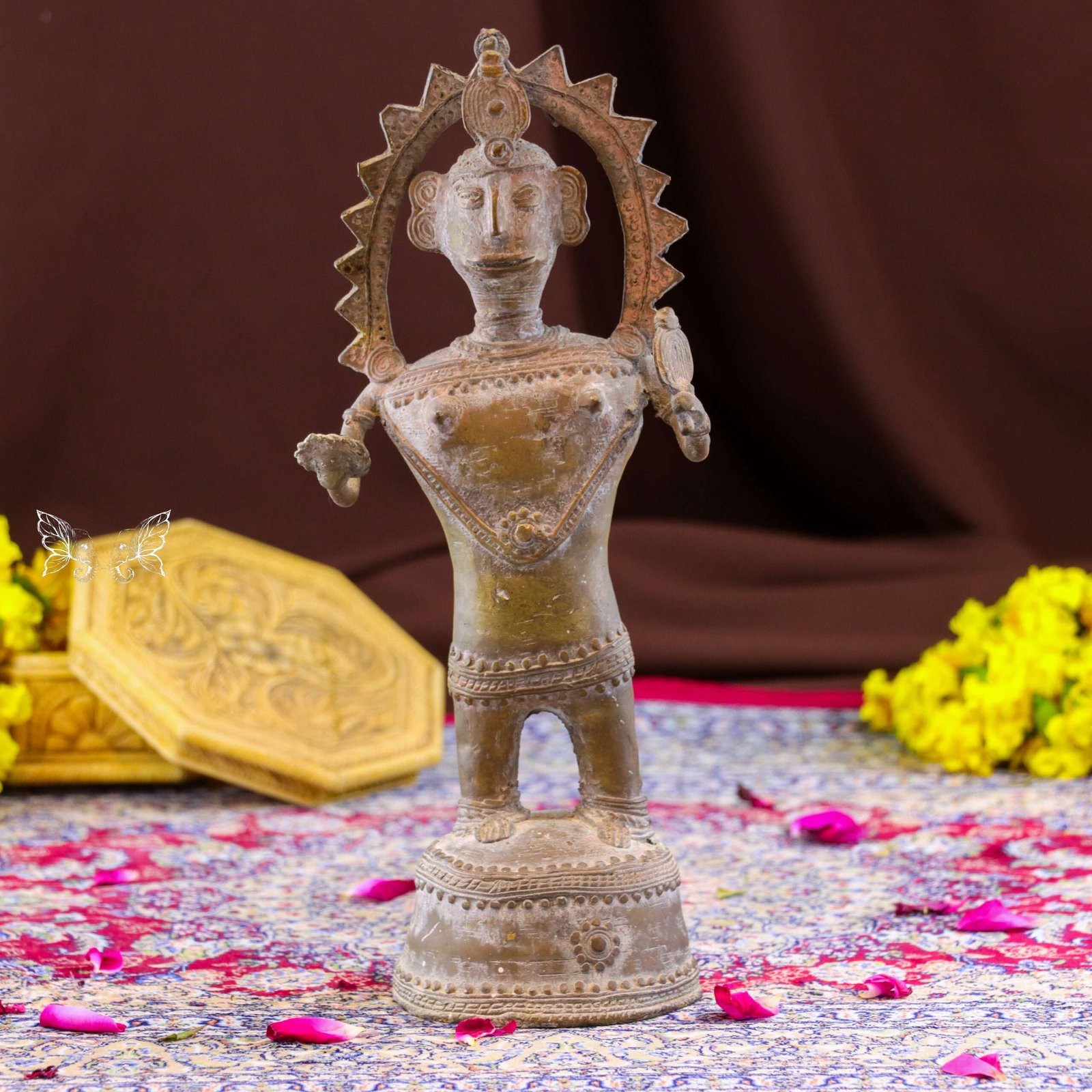 Brass Handmade Dhokra Tribal God Figurine | Traditional Indian Folk Art Sculpture