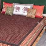 Bagru Hand Block Printing Hand stitched Kantha Bed Cover Bagru Hand Block Printing – Handmade Cotton Bedspread, King Size 90 × 108 Inches - Image 4