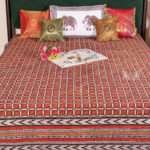 Beautiful Bagru Hand Block Printing Hand stitched Kantha Bed Cover – Handmade Cotton Bedspread, King Size 90 × 108 Inches - Image 2
