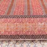 Bagru Hand Block Printing Hand stitched Kantha Bed Cover – Handmade Cotton Bedspread, King Size 90 × 108 Inches - Image 6