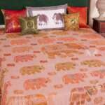 Hand stitched Elephant Kantha Bed Cover with Traditional Indian Embroidery – Handmade Cotton Bedspread, King Size 90 × 108 Inches - Image 5