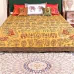 Hand stitched Rajasthani Kantha Bed Cover with Traditional Indian Embroidery – Handmade Cotton Bedspread, King Size 90 × 108 Inches - Image 4