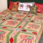 Hand Stitched Kantha Appliqué Work Bed Cover – Handmade Cotton Patchwork Bedspread, King Size 90 × 108 Inches - Image 4