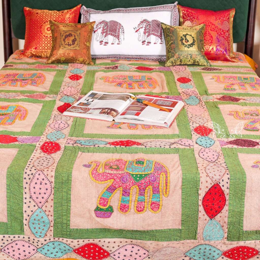 Appliqué Work Bed Cover