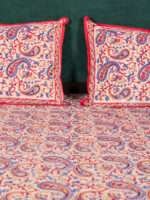 Elegant Beige Bagru Hand Block Printed Double Bedsheet | 100% Pure Cotton | 2 Pillow Covers - Image 6