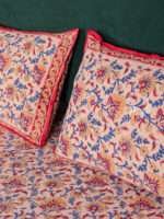 Premium Beige Hand Block Bagru Print Cotton Double Bedsheet | Natural Dyed 100% Cotton | 90 x 108 Inches - Image 5
