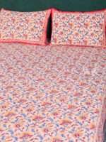 Premium Beige Hand Block Bagru Print Cotton Double Bedsheet | Natural Dyed 100% Cotton | 90 x 108 Inches - Image 3