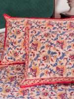 Premium Beige Hand Block Bagru Print Cotton Double Bedsheet | Natural Dyed 100% Cotton | 90 x 108 Inches - Image 2