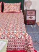 Elegant Beige Bagru Hand Block Printed Double Bedsheet 100% Pure Cotton Artisan Natural Dyed Bedding in Paisley Design - Image 4