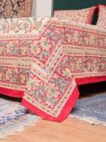 Luxury Beige Bagru Print Double Bedsheet | Handmade Natural Dyed Cotton | Traditional Indian Block Print - Image 6
