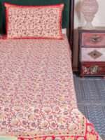 Beige Bagru Print Double Bedsheet