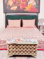Royal Elephant Beige Bagru Hand Block Printed Double Bedsheet | Handmade Natural Dyed Cotton | Traditional Indian Bedding - Image 2