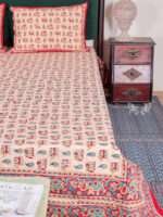 Royal Elephant Beige Bagru Hand Block Printed Double Bedsheet | Handmade Natural Dyed Cotton | Traditional Indian Bedding - Image 4