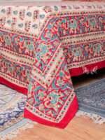 Royal Elephant Beige Bagru Hand Block Printed Double Bedsheet | Handmade Natural Dyed Cotton | Traditional Indian Bedding - Image 3