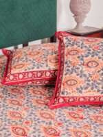 Authentic Beige Hand Block Bagru Print Double Bedsheet | Natural Vegetable Dye | Cotton | 90 x 108 Inches - Image 2