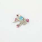 Handcrafted 92.5 Sterling Silver Pigeon Brooch with Blue Topaz and Ruby Accents - Image 2