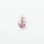 Handcrafted 92.5 Sterling Silver Kangaroo & Joey Brooch with Natural Ruby Pavé - Image 2