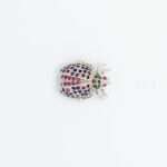Handcrafted 92.5 Sterling Silver Beetle Brooch with Sapphire, Emerald & Ruby Pavé - Image 4