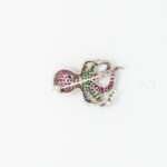 Handcrafted 92.5 Sterling Silver Octopus Brooch with Ruby, Emerald & Sapphire Pavé - Image 5