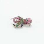 Handcrafted 92.5 Sterling Silver Octopus Brooch with Ruby, Emerald & Sapphire Pavé - Image 4