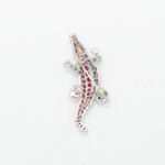 Handcrafted 92.5 Sterling Silver Crocodile Brooch with Ruby, Emerald, and Sapphire Pavé - Image 5