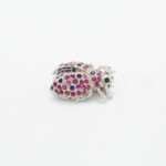 Handcrafted 92.5 Sterling Silver Beetle Brooch with Emerald, Ruby, and Blue Sapphire Pavé - Image 12