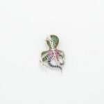 Handcrafted 92.5 Sterling Silver Octopus Brooch with Ruby, Emerald & Sapphire Pavé - Image 5