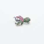 Handcrafted 92.5 Sterling Silver Octopus Brooch with Ruby, Emerald & Sapphire Pavé - Image 4