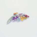 Handcrafted 92.5 Sterling Silver Peacock Brooch with Multi-Color Gemstone Bouquet - Image 4