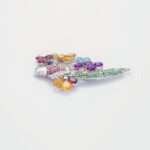 Handcrafted 92.5 Sterling Silver Peacock Brooch with Multi-Color Gemstone Bouquet - Image 5