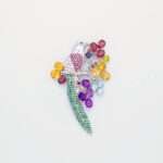 Handcrafted 92.5 Sterling Silver Peacock Brooch with Multi-Color Gemstone Bouquet - Image 2