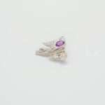 Handcrafted 92.5 Sterling Silver Pigeon Brooch with Amethyst & Sparkling Zircon Accents - Image 2