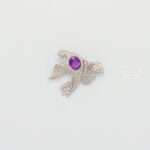 Handcrafted 92.5 Sterling Silver Pigeon Brooch with Amethyst & Sparkling Zircon Accents - Image 4