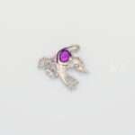 Handcrafted 92.5 Sterling Silver Pigeon Brooch with Amethyst & Sparkling Zircon Accents - Image 3