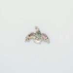Handcrafted 92.5 Sterling Silver Soaring Eagle Brooch with Emerald & Ruby Pavé - Image 4