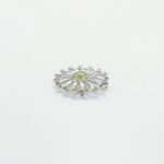 : Handcrafted 92.5 Sterling Silver Floral Brooch with Natural Peridot Sunburst - Image 5